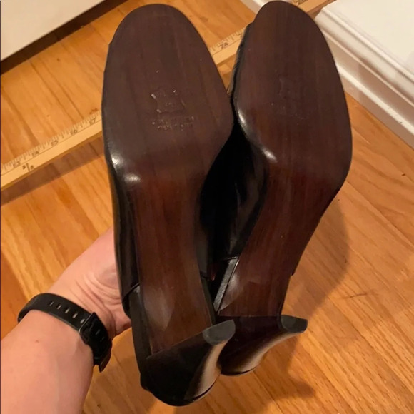 HP 5/3 Stuart Weitzman Buckettes black peep toe sling back size 11M - Picture 5 of 10